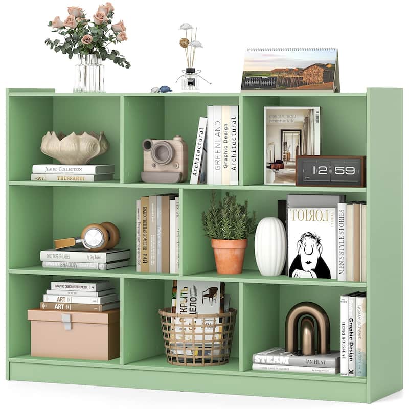 Freestanding 3-Tier Bookcase with 8 Open Cubes and Sturdy Screw Construction and Floor Protection