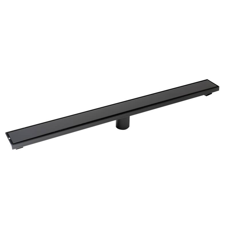 24" Black Matte Stainless Steel Linear Shower Drain with Solid Cover