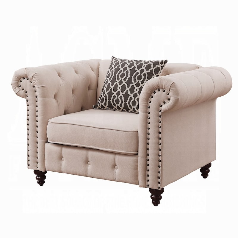 Carlson Tufted Accent Chair with 1 Pillow