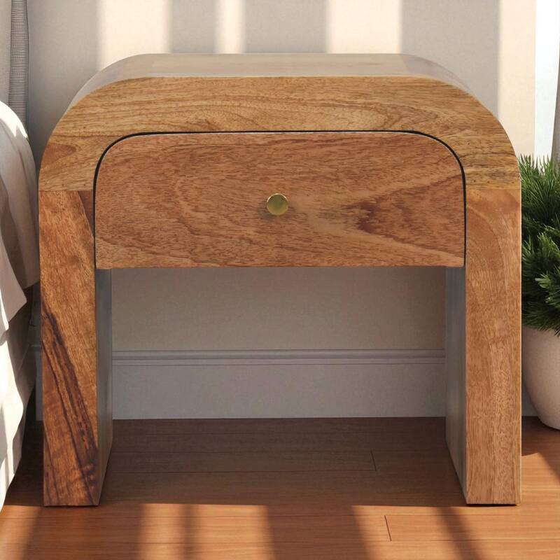 Solid Wood Oak Nightstand, Single Box, Timeless Elegance Design - Oak