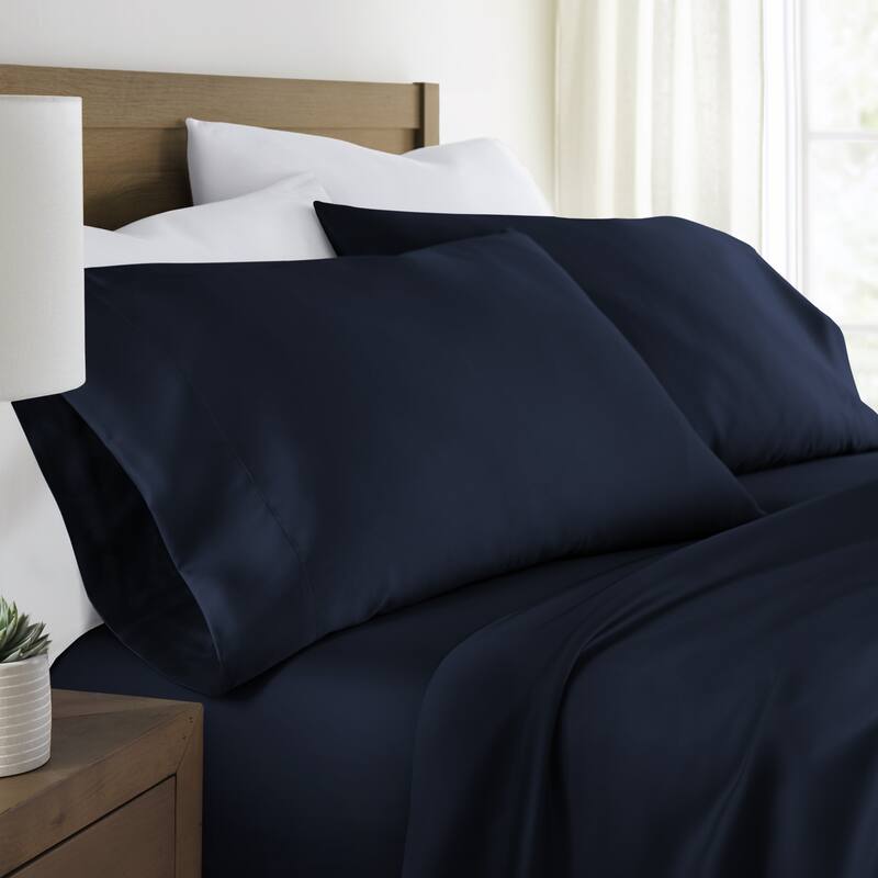 Becky Cameron Soft 100% Rayon from Bamboo 2-Piece Pillowcase Set - Standard/Queen - Navy