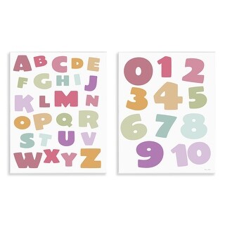 Stupell Muted Letters & Numbers Educational Wall Plaque Design By Susan ...