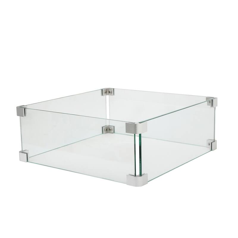 COSIEST Glass Wind Guard Tempered Glass for Outdoor Fire Pit - Square 14"W  x 14"L x 6"H