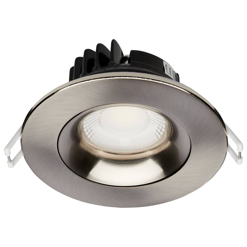 12W LED Direct Wire Downlight Gimbaled 3.5In CCT Selectable Round Remote Driver Brushed Nickel 840L - Brushed Nickel