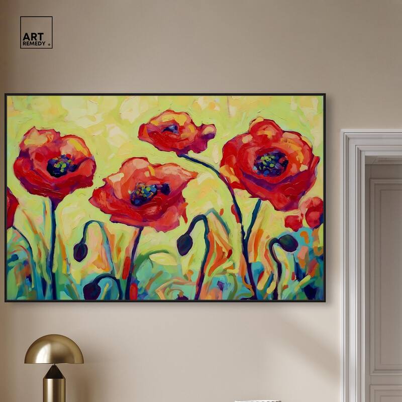 Red Poppy Field II Canvas by Art Remedy