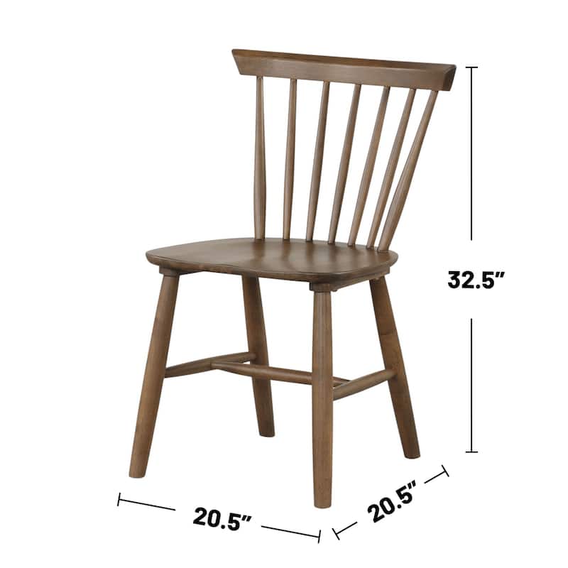 Set of 2 Wooden Dining Chairs with Spindle Backrest