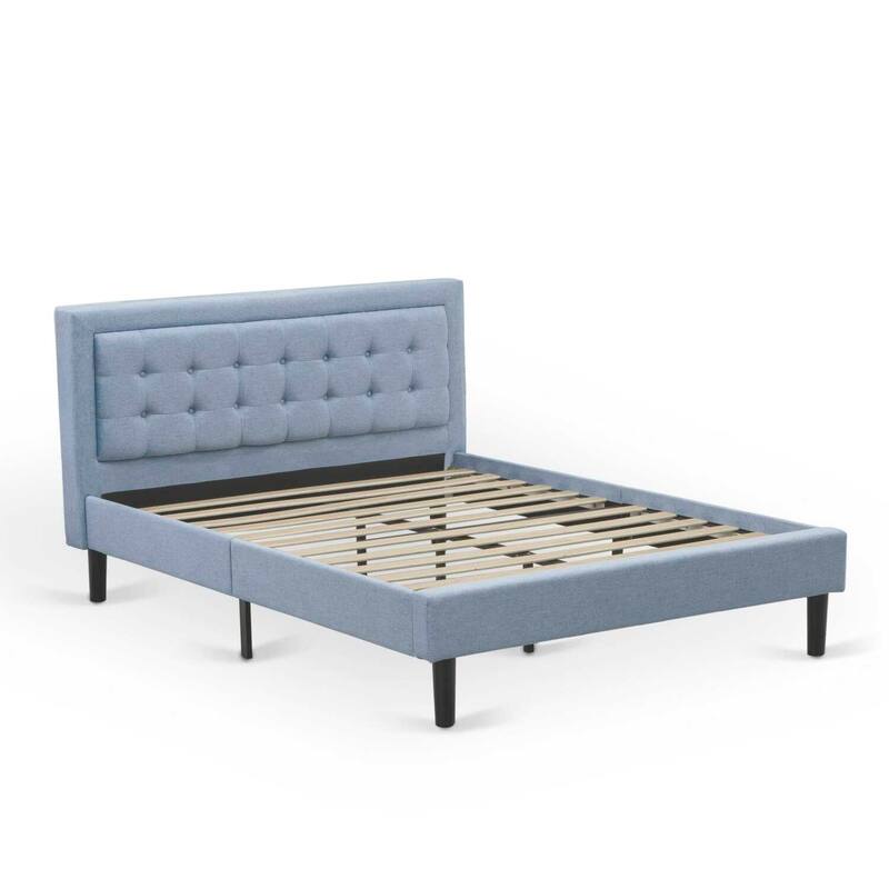 Queen Size Upholstered Bed - Linen Fabric Headboard - Modern Bedroom Furniture