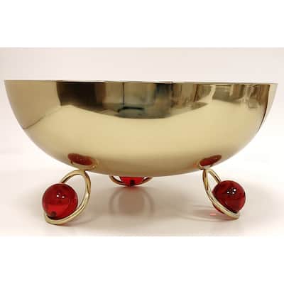 Salad Bowl Silver Inner Gold Outer with Ball Legs