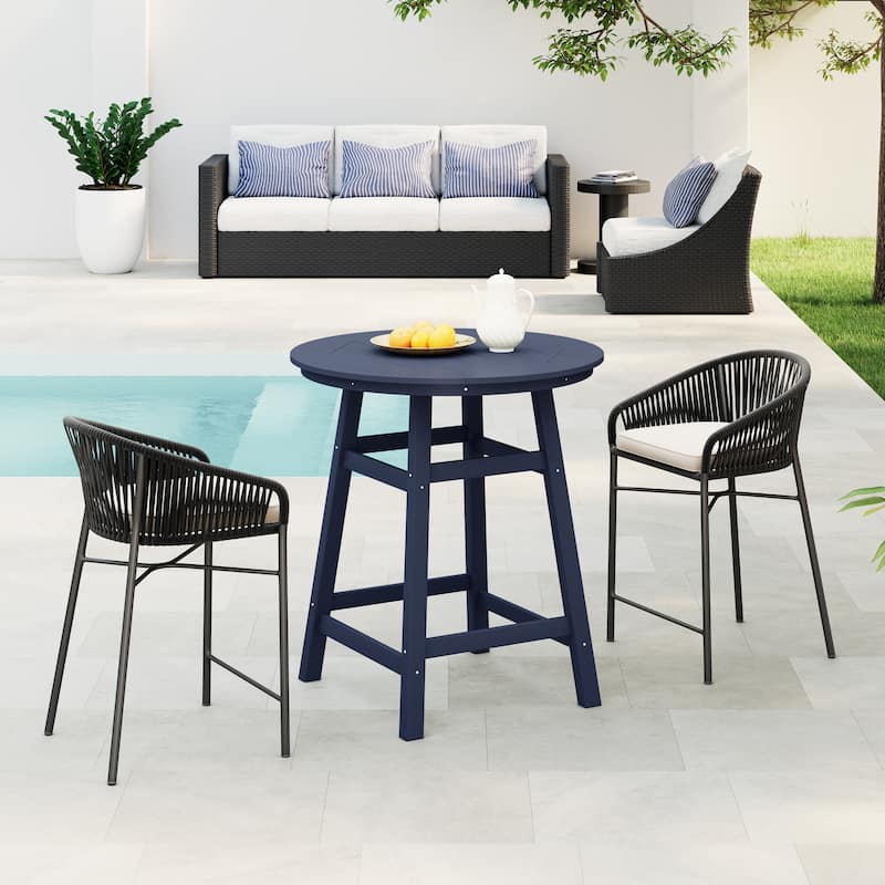 Polytrends Laguna Hdpe All Weather Outdoor Patio 35" Round Counter Table - Navy Blue