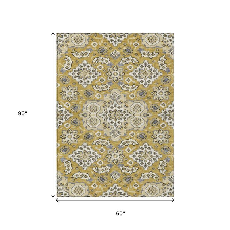 HomeRoots Medallion Traditional Rectangle Outdoor Rug