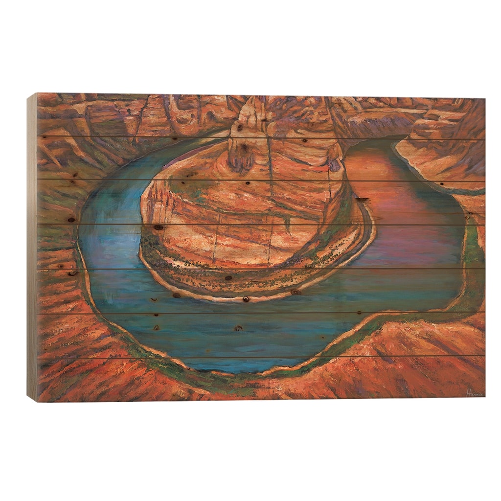 Horseshoe Bend Sunset Print On Wood by Johnathan Harris - Multi-Color