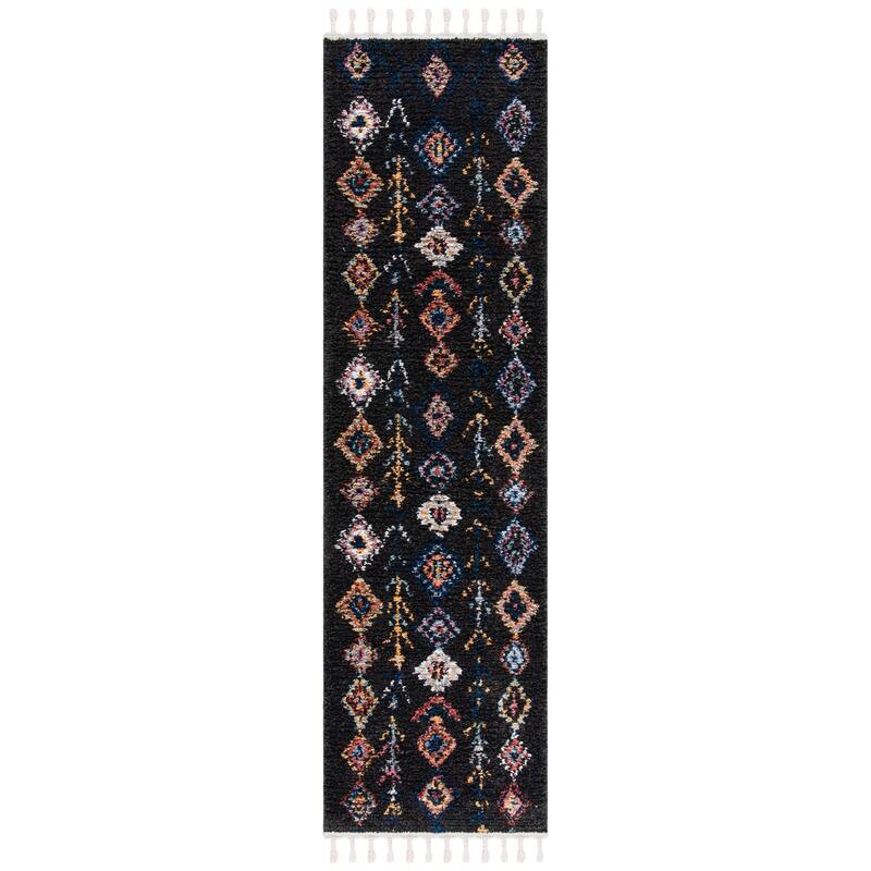 SAFAVIEH Morocco Bohemian & Eclectic Onnie Tribal Black/Navy Polyester Rug