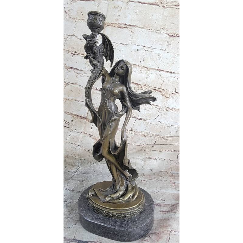 Dragon Lady Bronze Sculpture - Fantasy Mythological Art