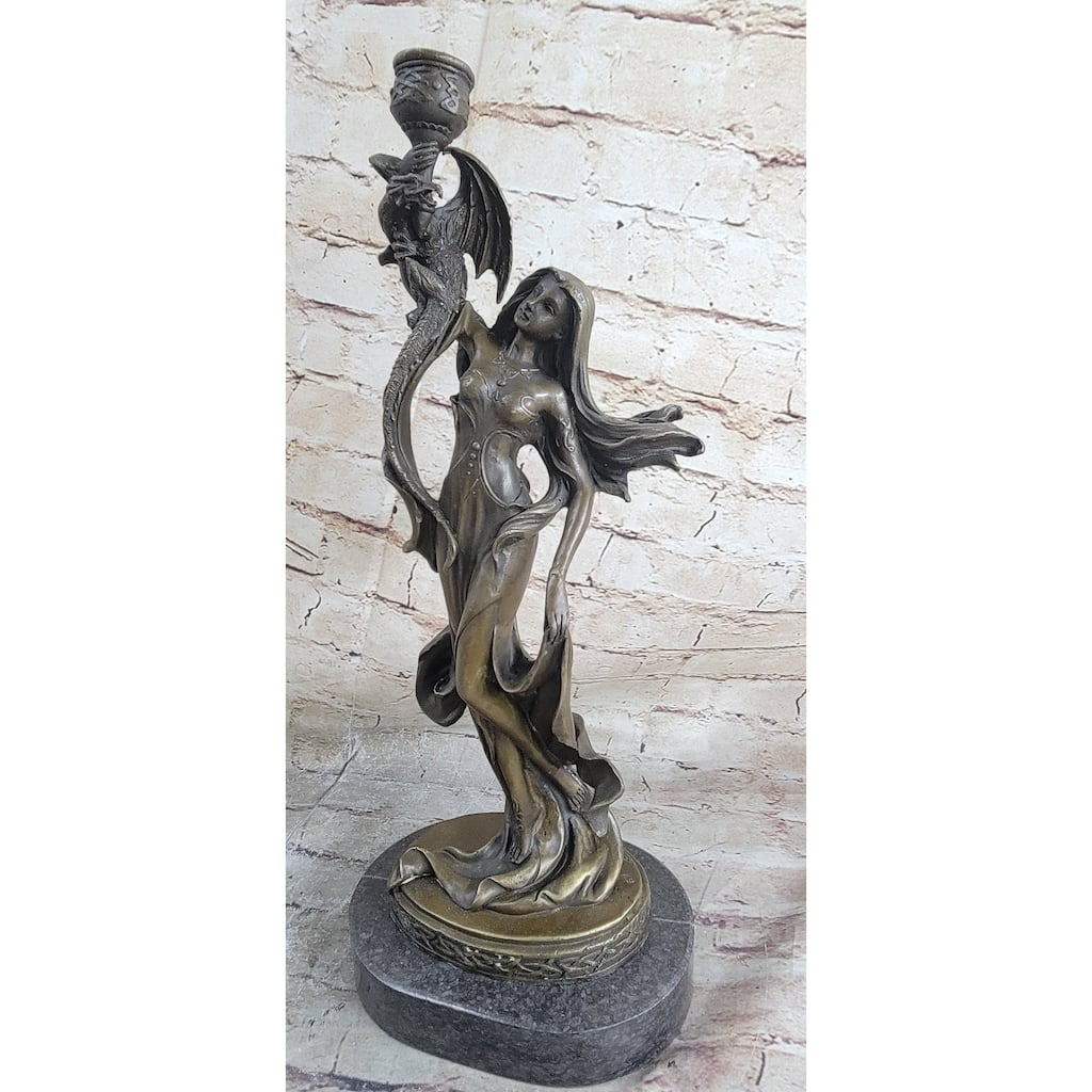 Dragon Lady Bronze Sculpture - Fantasy Mythological Art