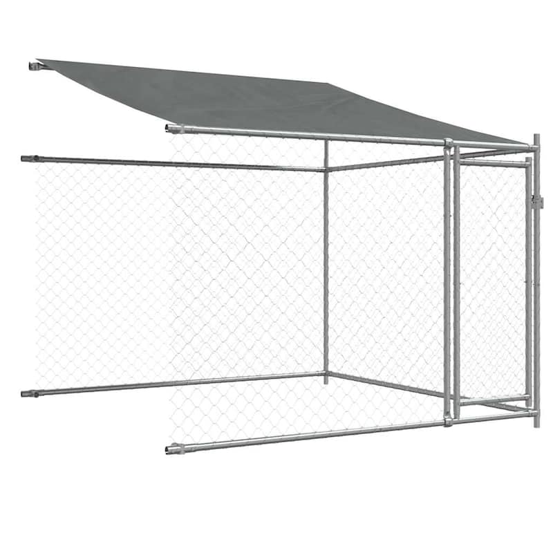 vidaXL Dog Cage Grey Galvanized Steel. Water-resistant Fabric Extra Large