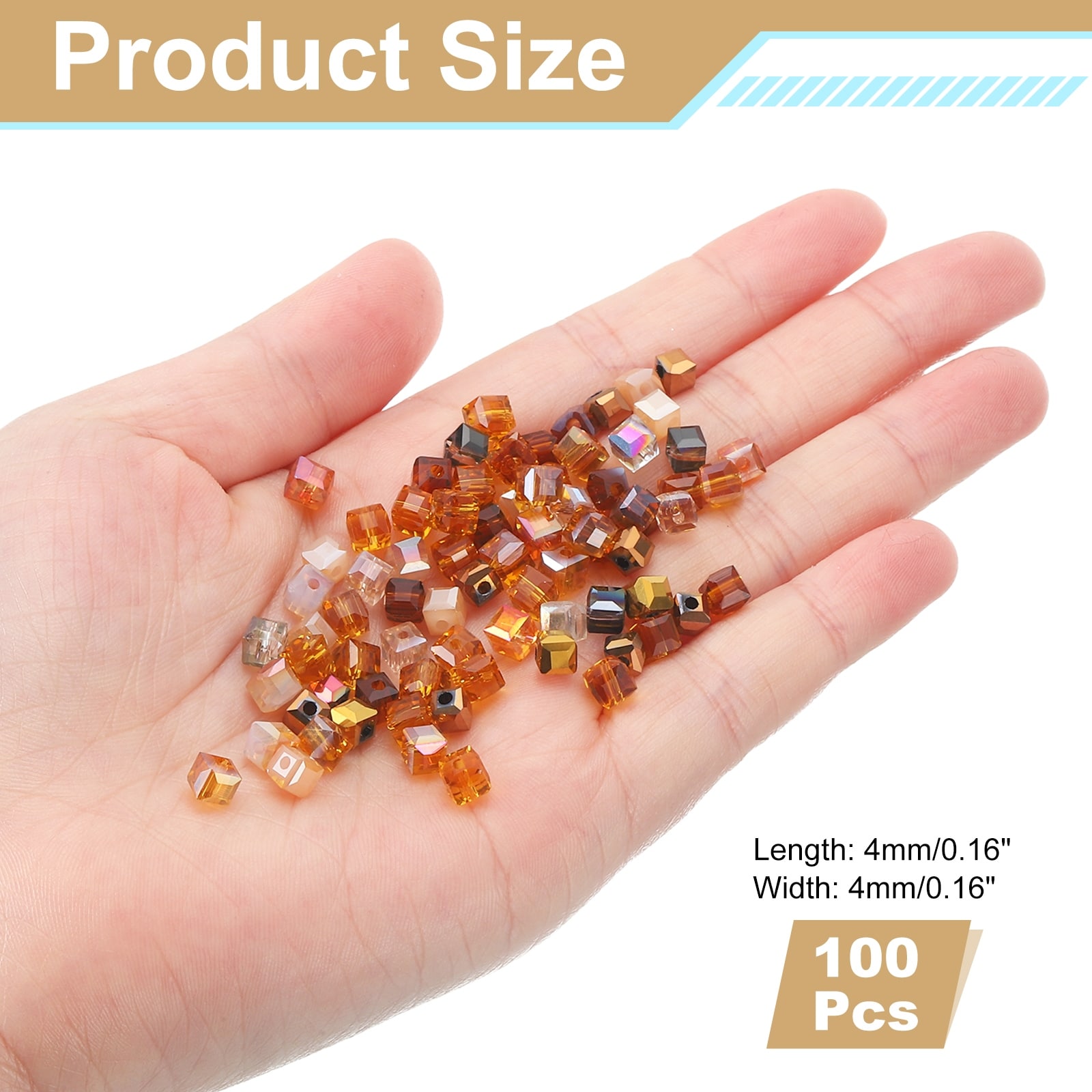 Crystal Cube Beads, Square Glass Beads Faceted Loose Spacer Bead for Bracelets Necklace Earring DIY Jewelry Making Craft