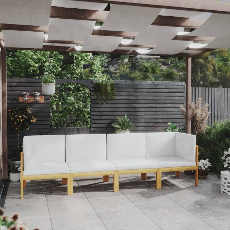 vidaXL Patio Lounge Set Outdoor Sectional Sofa with Cushions Solid Acacia Wood