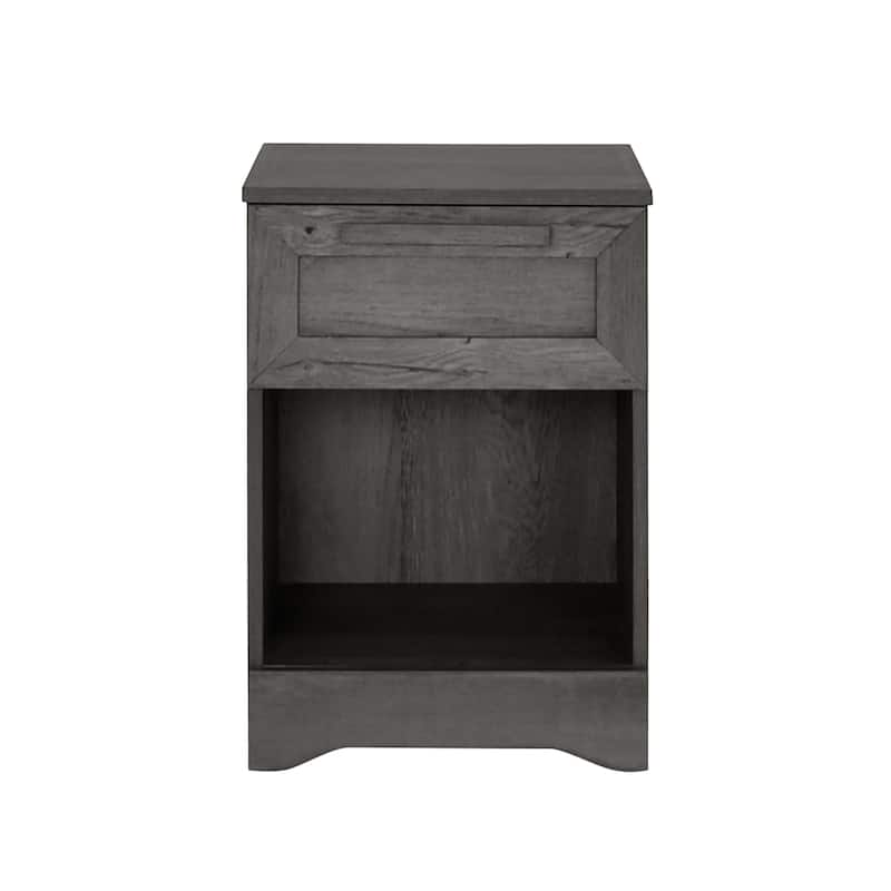 Nightstand with Single Drawer and Handles, Decorative Table with Bottom Shelf, Bedroom Coffee Table with Wooden Tabletop