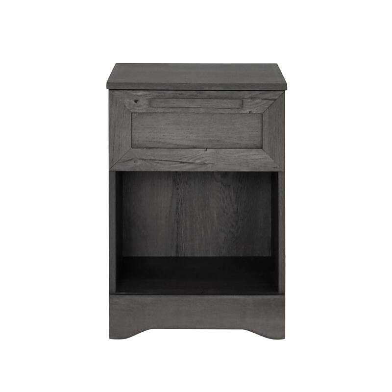 Rustic Faux Wood Nightstand with Drawer and Shelf, 1-Drawer Storage Table for Bedroom and Living Room