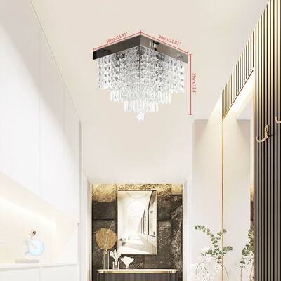 Modern LED Ceiling Lights Crystal Raindrop Chandelier Fixture Indoor - 11.4" x 11.81"