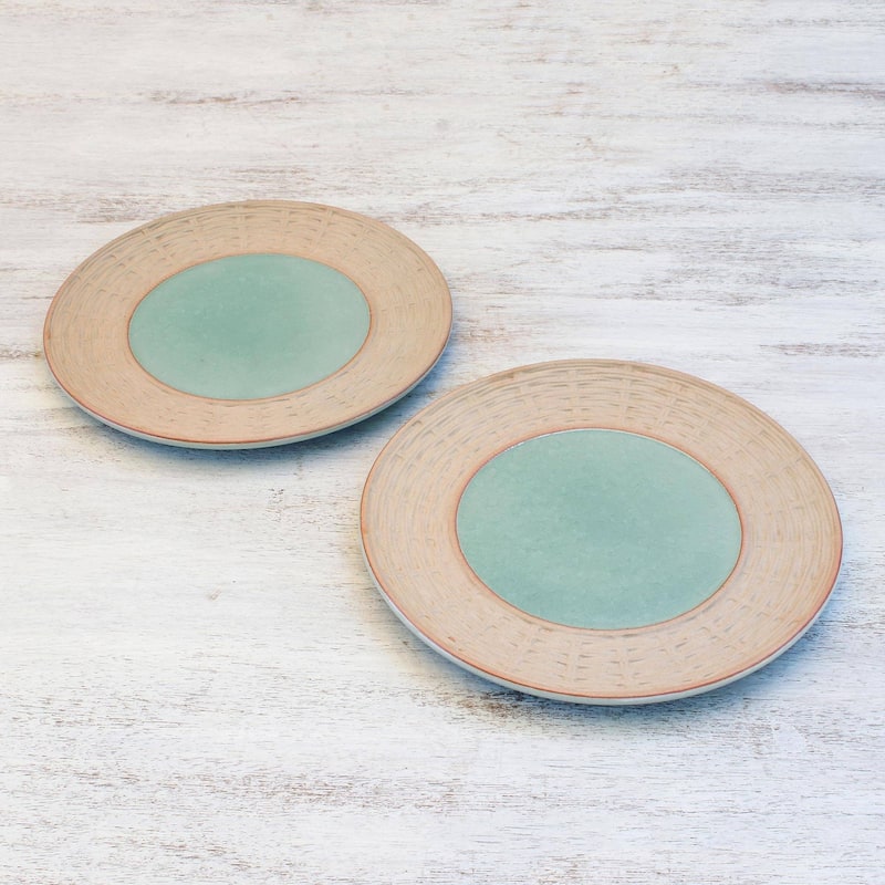 Handmade Country Meal Celadon ceramic plates (Thailand)
