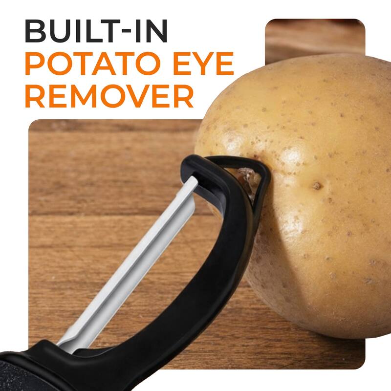 Cheer Collection Swivel Vegetable Peeler with Stainless Steel Blade and Eye Remover Tool
