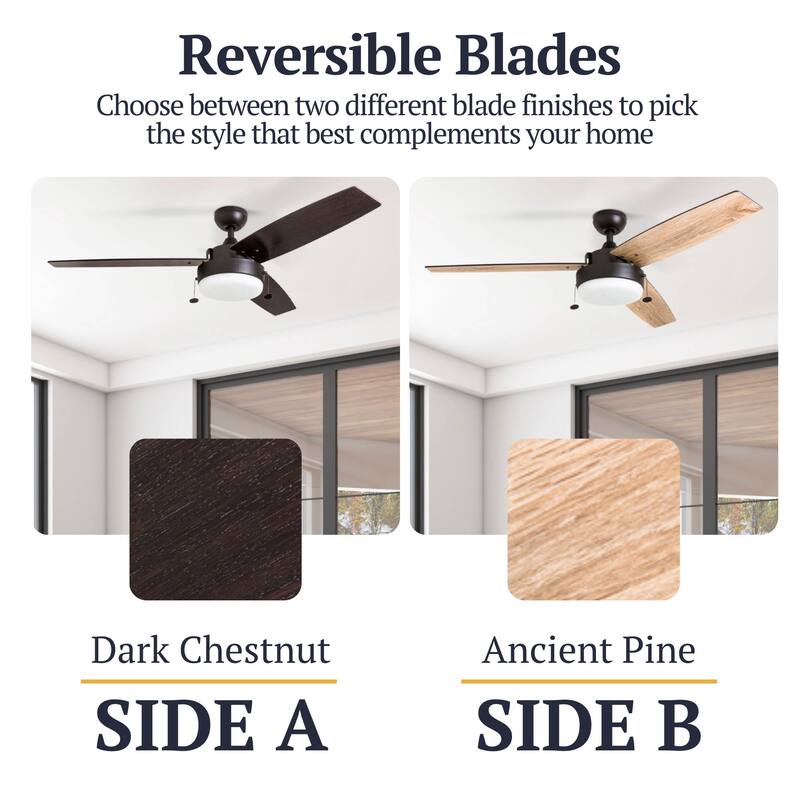 52" Copper Grove Andreas Espresso LED Ceiling Fan with 3 Barnwood Blades - 52-inch