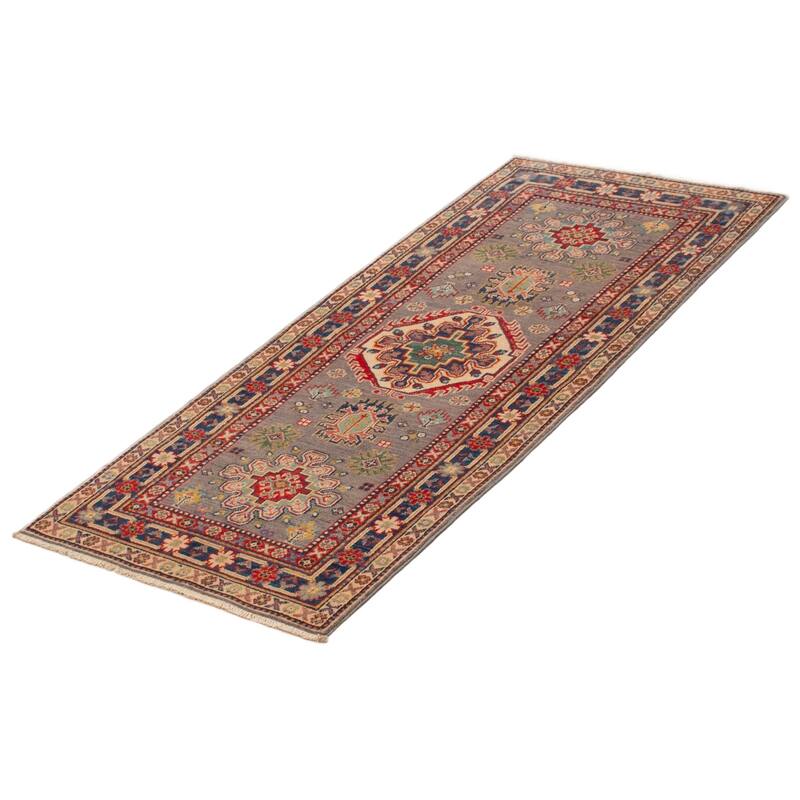 ECARPETGALLERY Hand-knotted Uzbek Ghazni Grey Wool Rug - 2'9 x 6'1