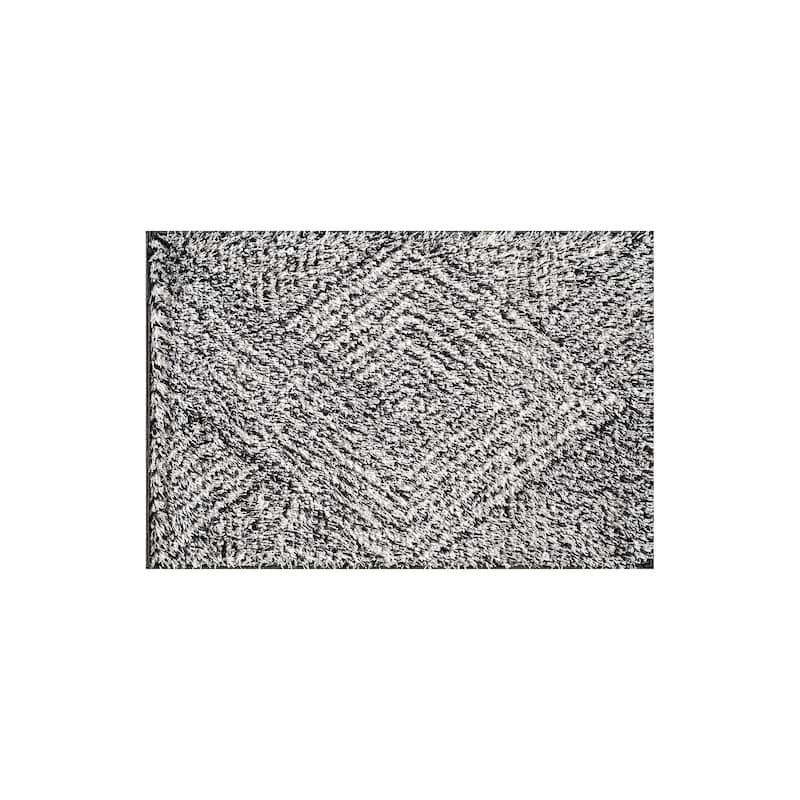 Minimal Stripe Geometric Shag Rug - Anthracite Dark Gray - Medium Pile - Cozy & Modern