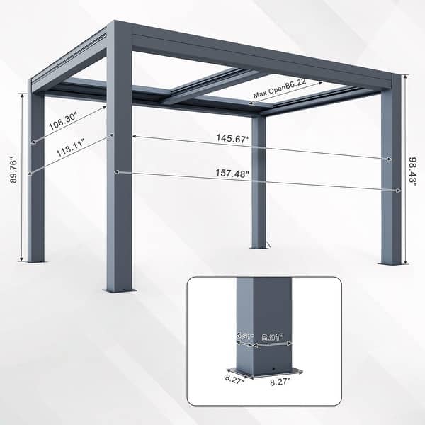 EROMMY Louvered Pergola 10x13, Aluminum Motorized Pergola with