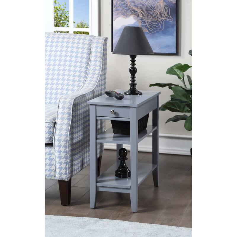 Convenience Concepts American Heritage 1 Drawer Chairside End Table with Shelves - Grey