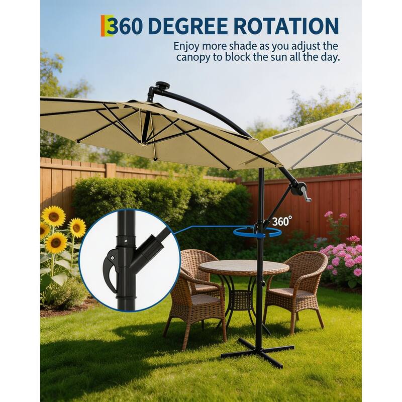 Cantilever Umbrella, with 360° Rotating