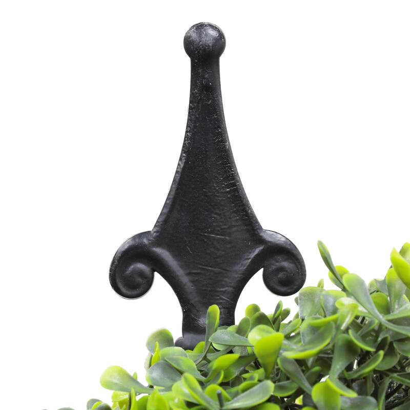 5 ft. Artificial Boxwood Spiral Tree Black Plastic Pot