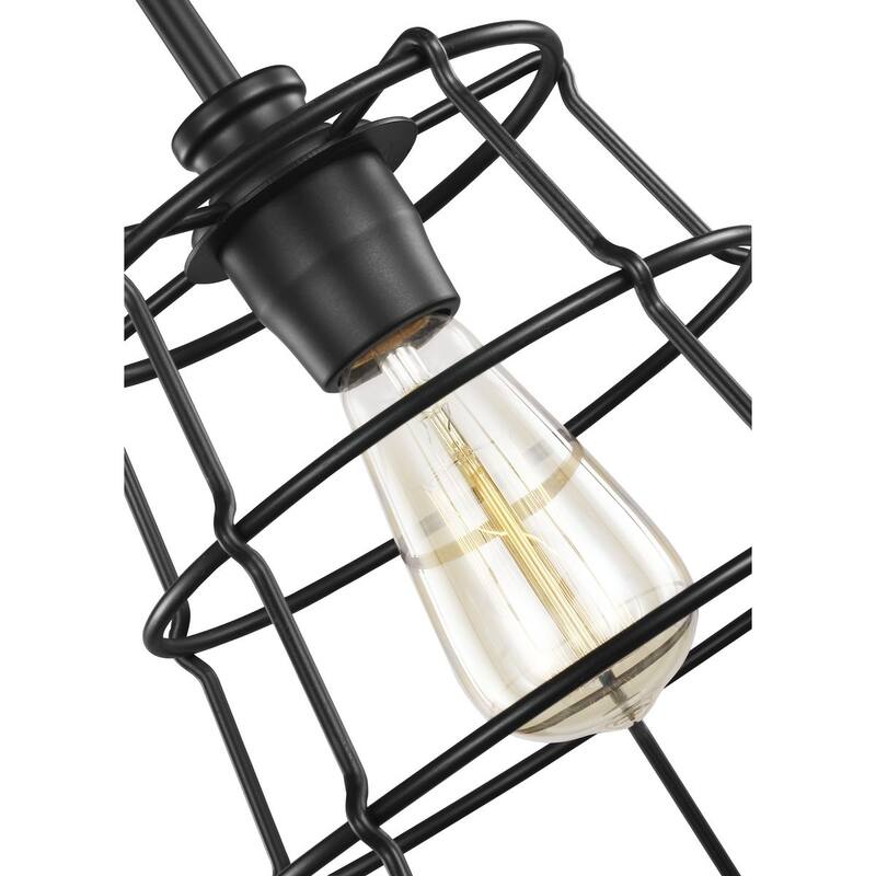 Chambers Collection One-Light Matte Black Farmhouse Pendant Light - 12.675" x 12.090" x 12.090"