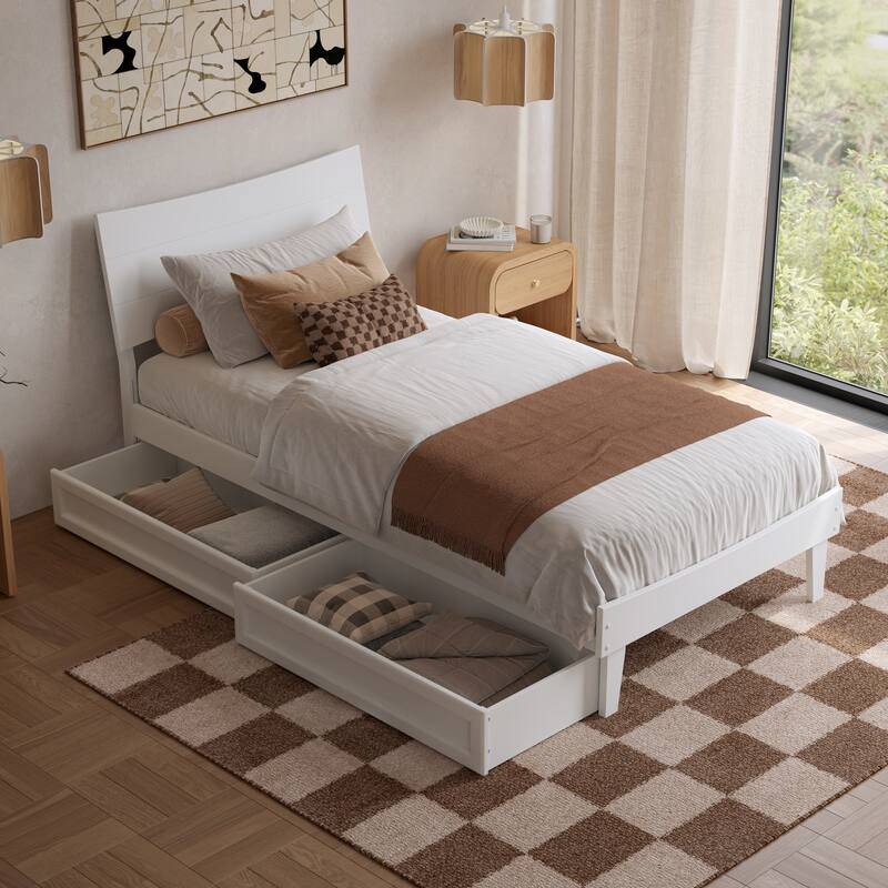 Phoenix Wood Platform Bed with Storage Drawers
