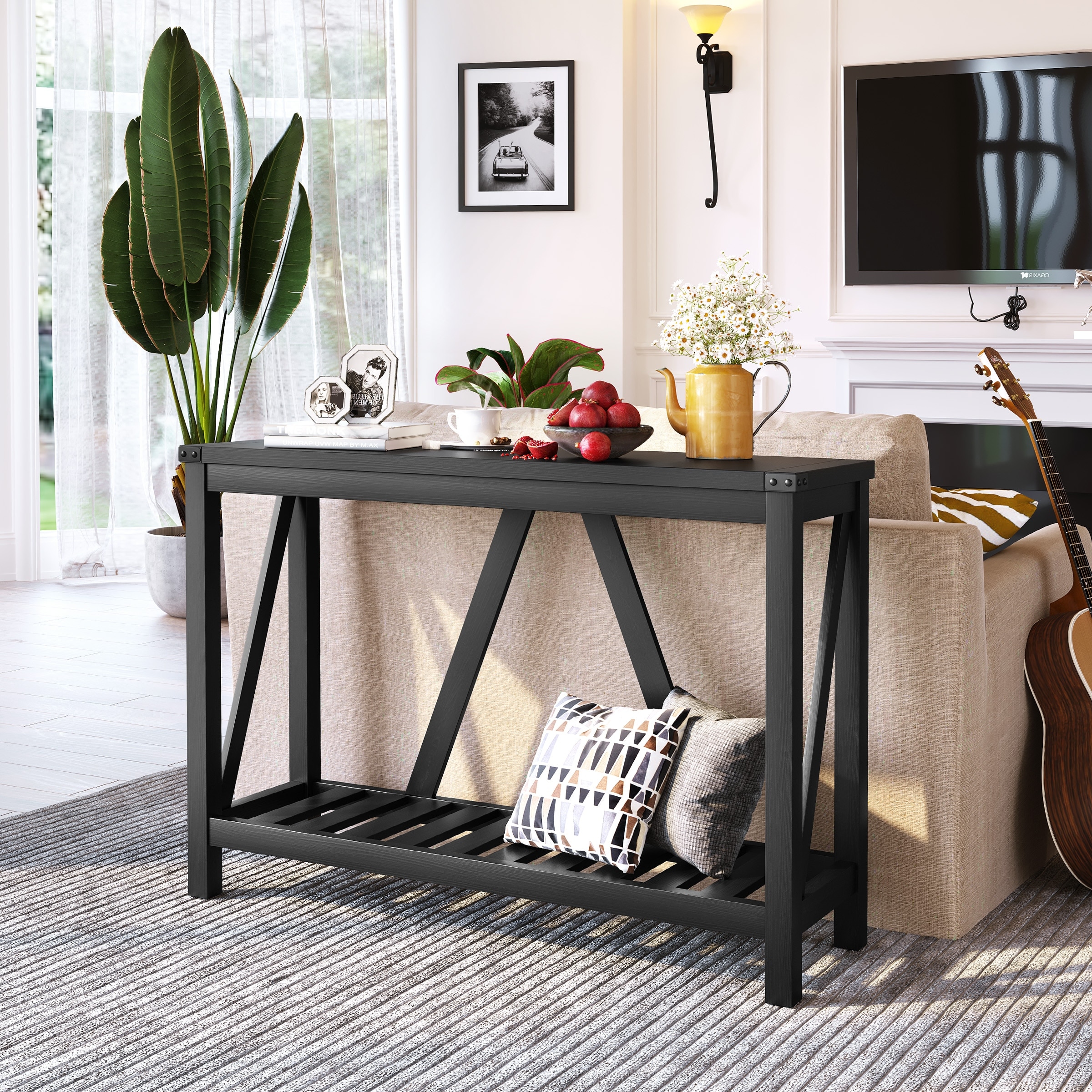Black farmhouse sofa table cheap