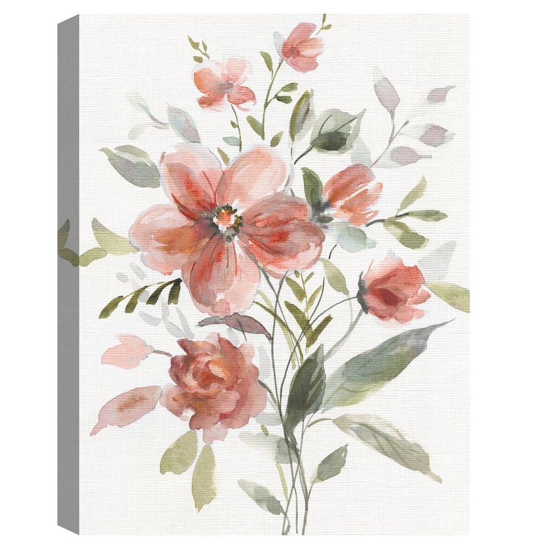 Coral Botanical II Crop Canvas Art Print