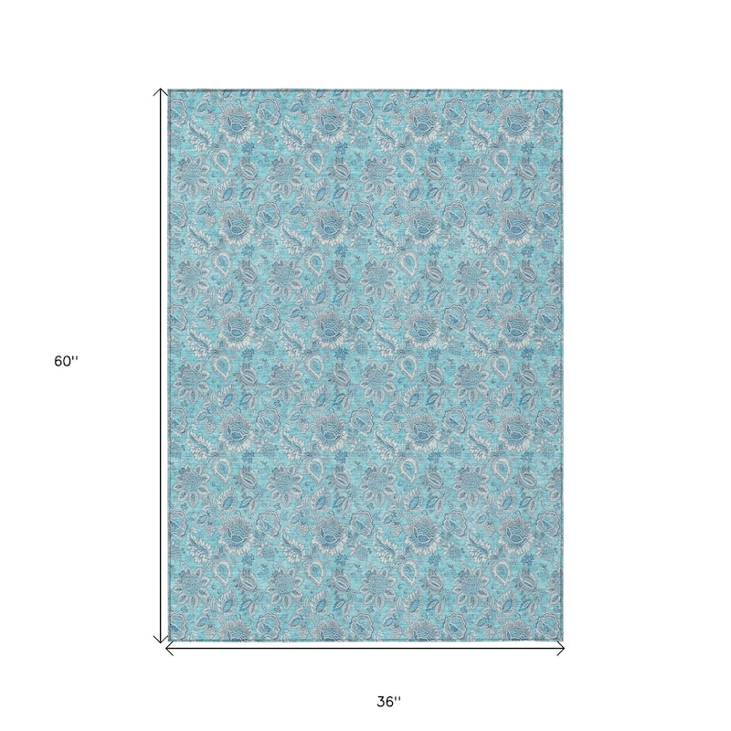 HomeRoots Floral Transitional Rectangle Outdoor Rug