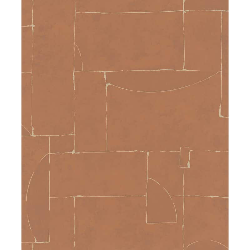 Galerie Wallcoverings Terra Collection Graphic Abstract Stone Glitter Finish Clay on Non-woven Wallpapr Roll - 33-feet long x 21-inches wide - Orange