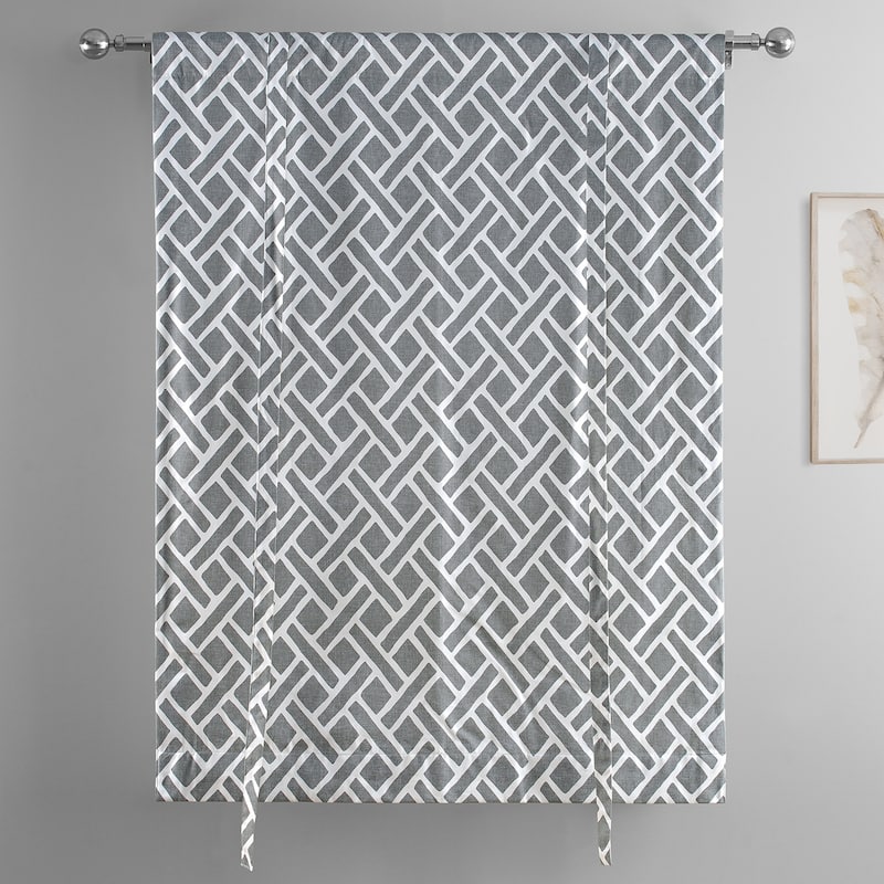 Exclusive Fabrics Martinique Printed Cotton Room Darkening Tie-Up Window Shades - 46 X 63