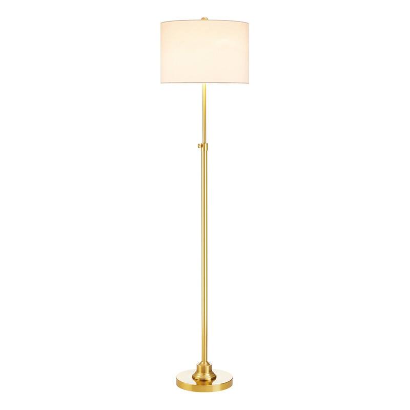 KAWOTI 63.5" Modern Adjustable Floor Lamp with White Linen Shade