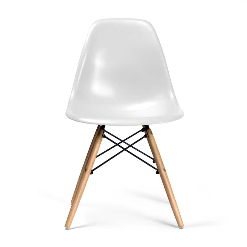 Paris-2 Side Chairs with Natural Legs (Set of 2) - White