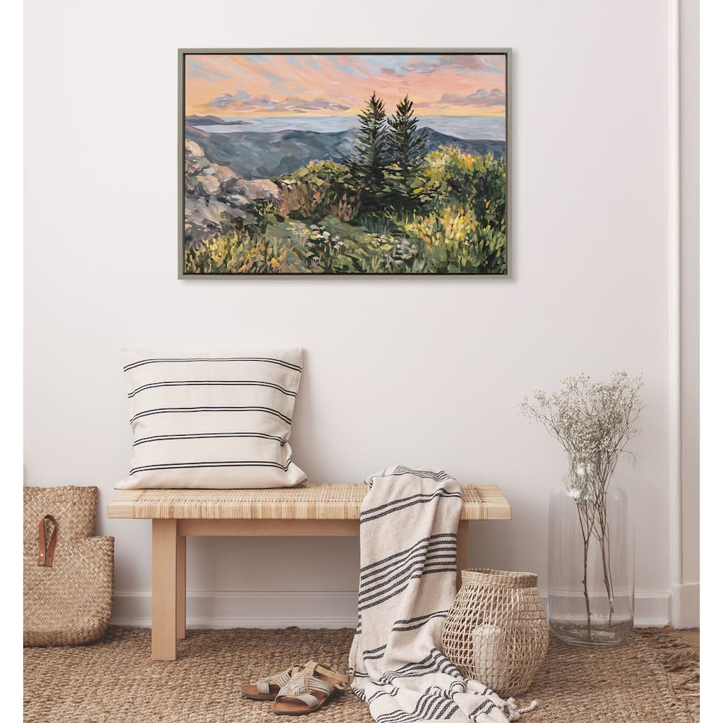 Kate and Laurel Sylvie Maine Sunrise Framed Canvas by Emily Kenney