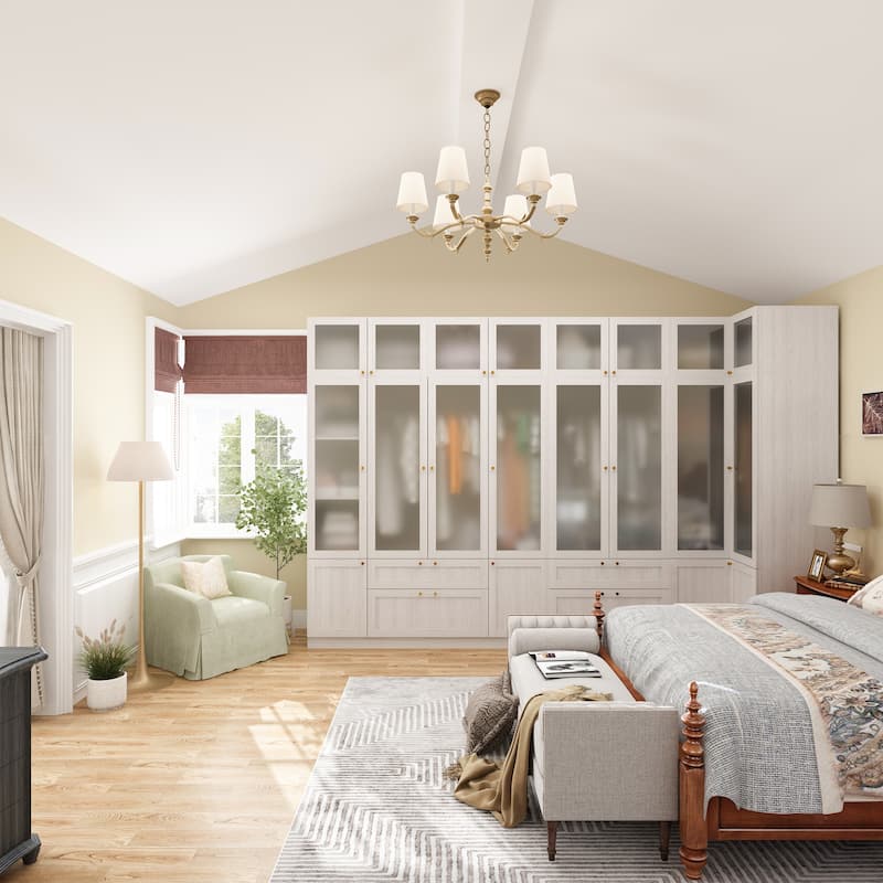Large Glass Combination Cabinet: Contemporary Storage Closet Armoires