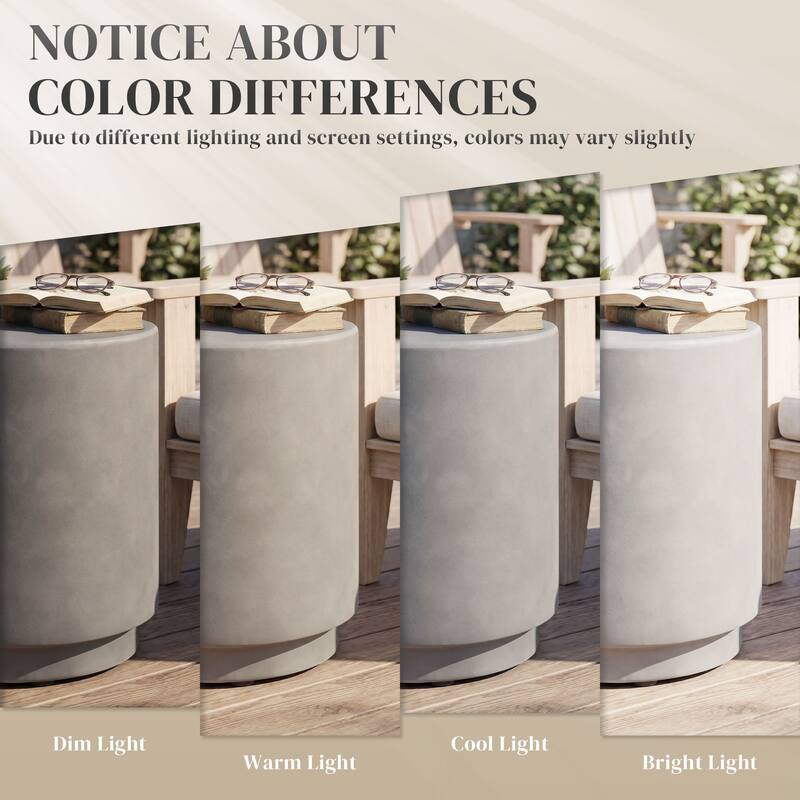 HOMCOM Lightweight Accent Table with Concrete Finish, Round Side Table with 4 Adjustable Feet for Indoor, Outdoor
