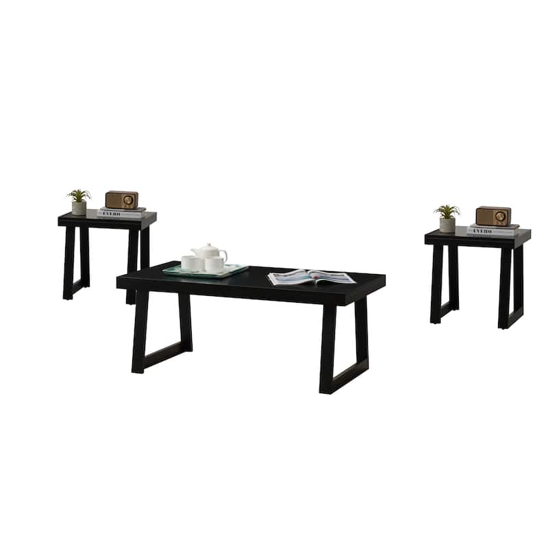 Charlie 3-Piece Modern Wood Coffee and End Table Set - Coffee: 40"L x 20"W x 17"H End: 18"L x 18"W x 18"H