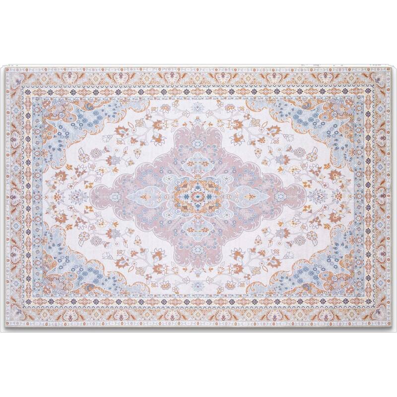 HomeRoots Medallion Traditional Rectangle Area Rug - 6' X 9'
