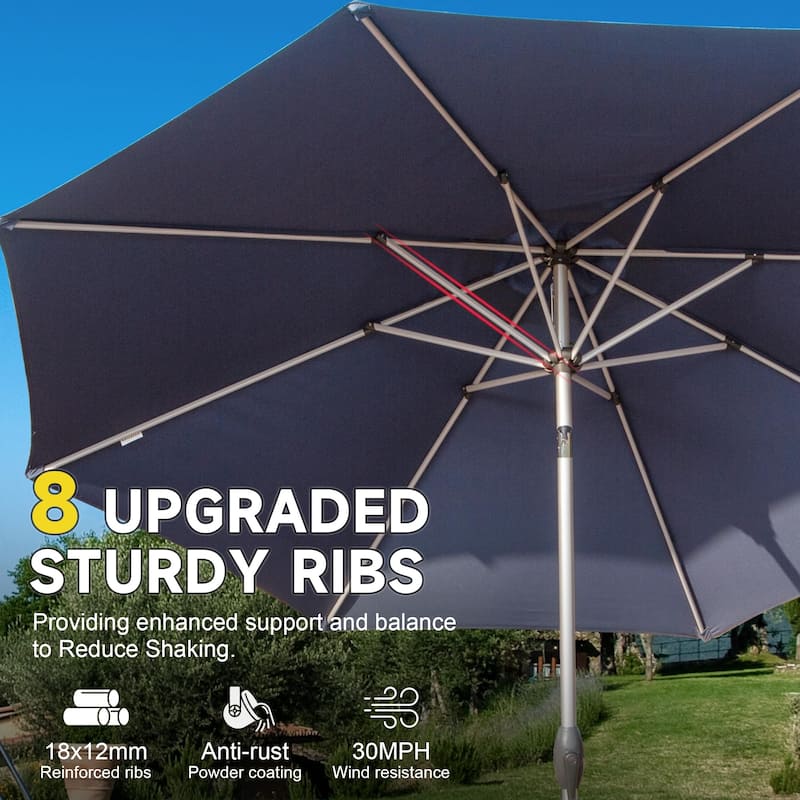 9FT Outdoor Patio Umbrella with Tilt and Crank, UV Protection, Waterproof, for Garden, Deck, Pool