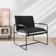 preview thumbnail 19 of 22, Accent Chair with Detachable Double-sided Cushion, Modern Upholstered Armchair with Metal Frame - 25.2'' H X 30.3'' W X 30.3'' D Black Vegan Leather&White Sherpa Fleece