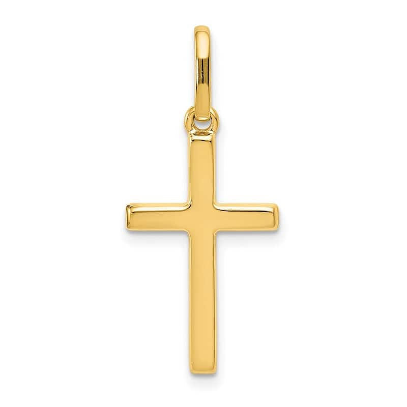 Curata 14k Yellow Gold 18" Small Polished Cross Necklace - 19x13mm